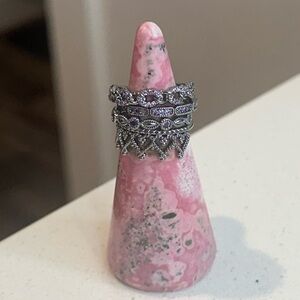 Elegant Silver and Purple Women's Ring